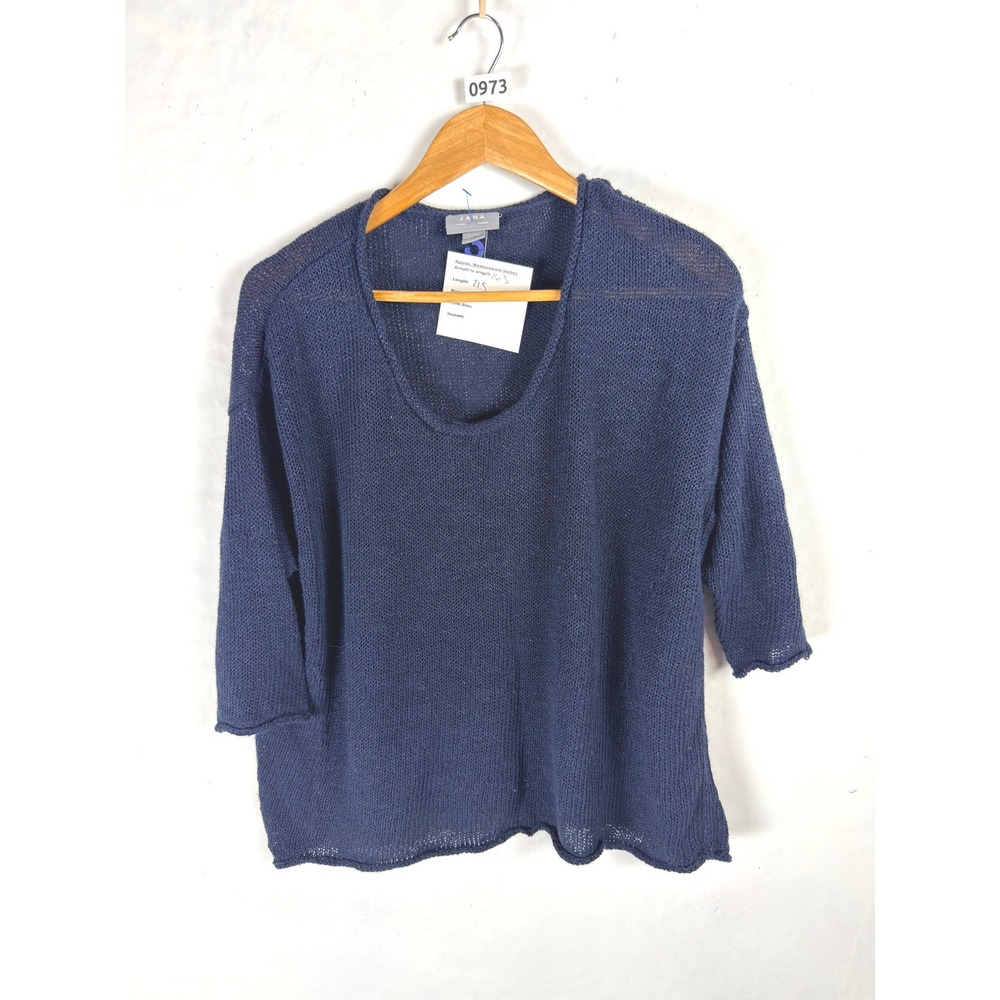 Jana Navy Blue Knit Scoop Neck 3/4 Sleeve knit top XL
